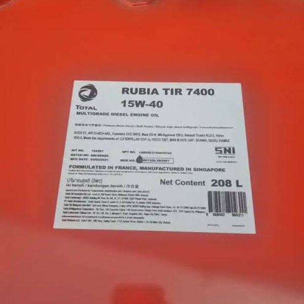 Total Rubia TIR 7400 15W-40 API CI-4/SL