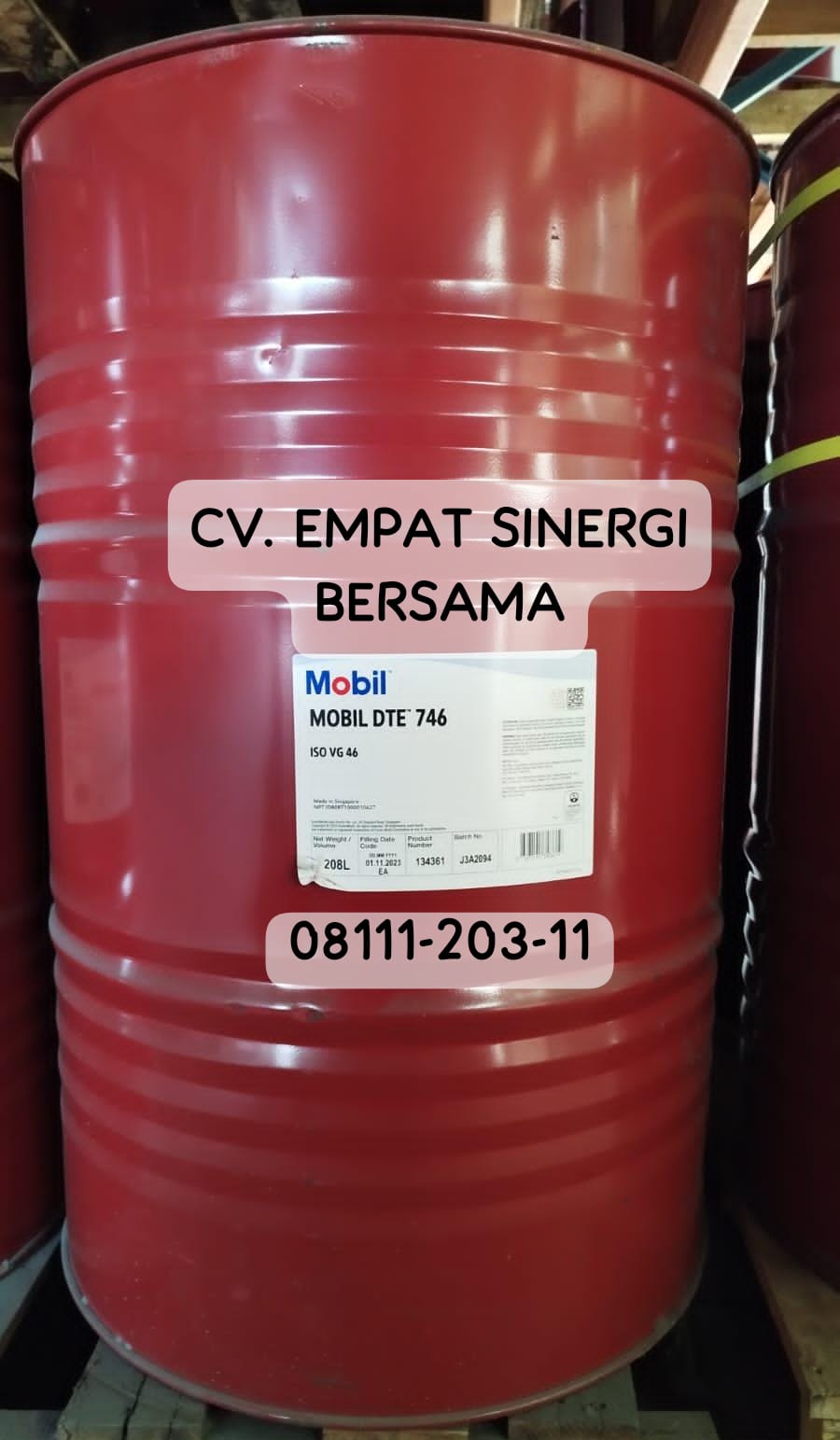 Mobil DTE 746 iso VG 46, Premium Turbine Oil, Drum/208 Lt