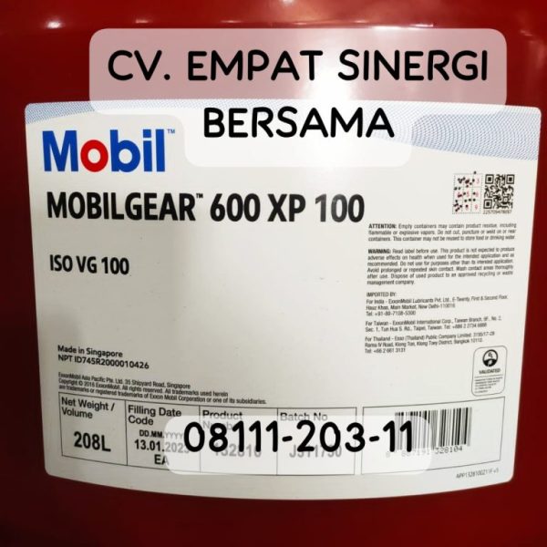 Mobilgear 600 XP 100, Gearbox & Bearing Oil, Drum/208 Lt