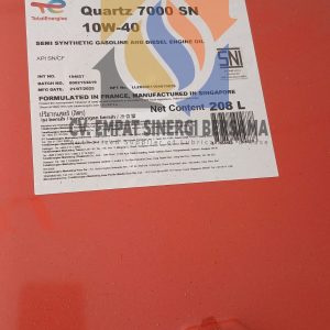 Total Quartz 7000 10W-40 Api SN/CF, Petroleum & Engine Diesel Oil, Drum 208 Lt